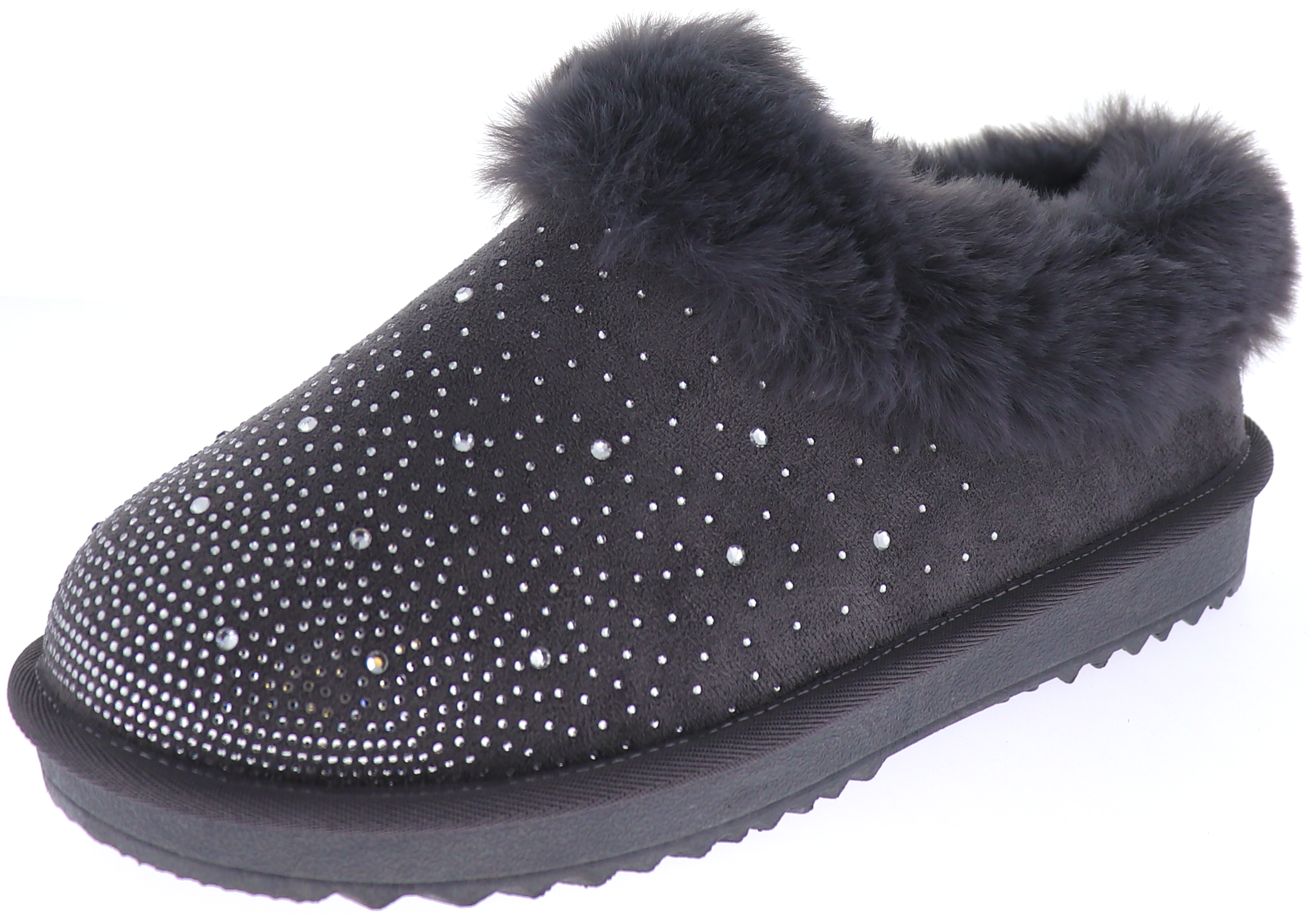 [Early F/W] LT Sparkly Rhinestone Faux Fur Trim Platform Slippers