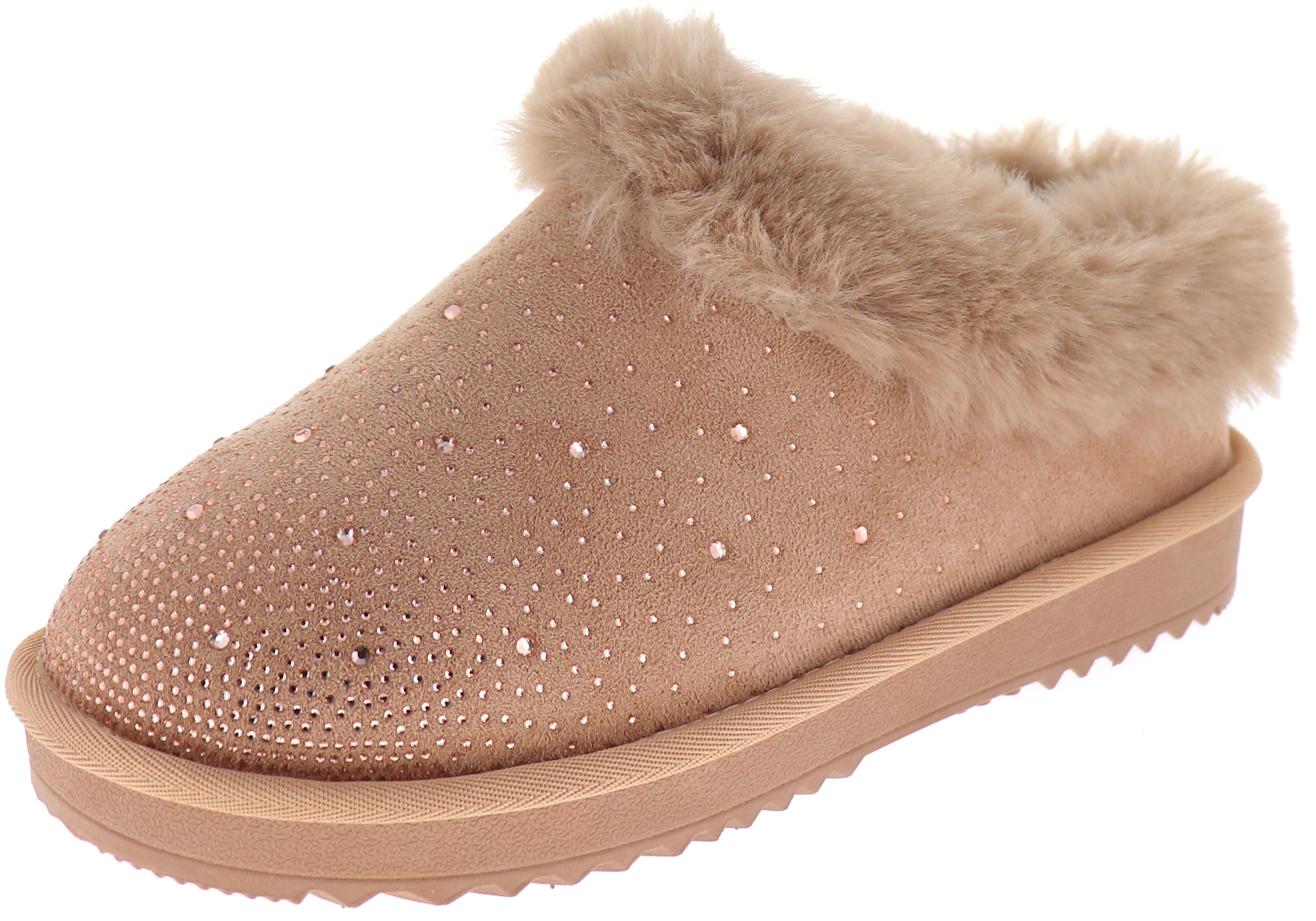 [Early F/W] LT Sparkly Rhinestone Faux Fur Trim Platform Slippers