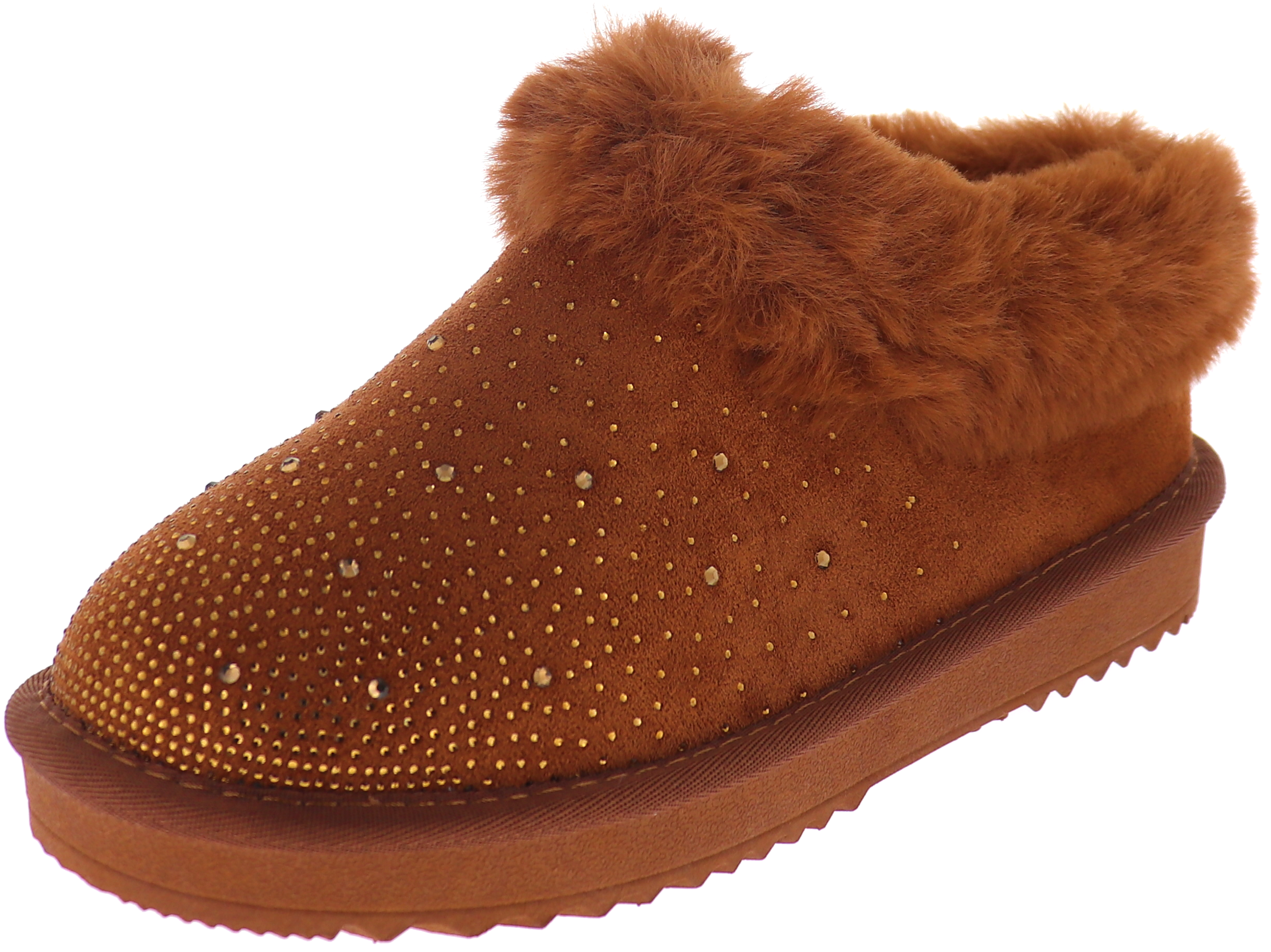 [Early F/W] LT Sparkly Rhinestone Faux Fur Trim Platform Slippers